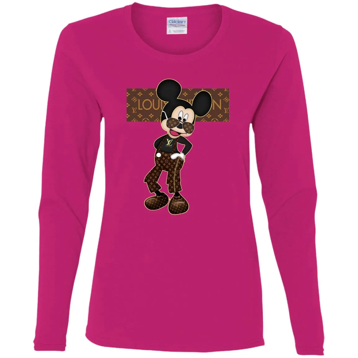 Best Louis Vuitton Mickey Fashion T-shirt Women Long Sleeve Shirt