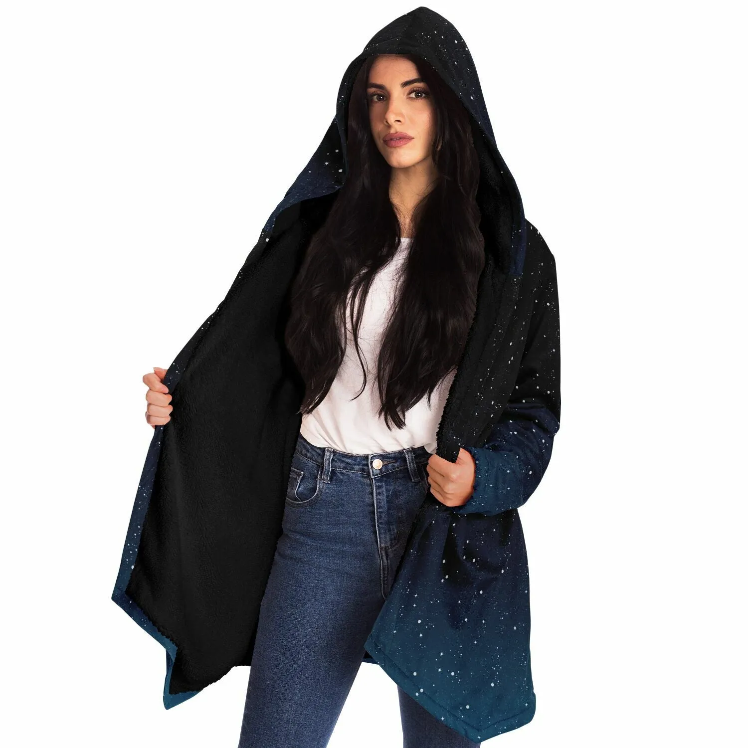 Black Microfleece Cloak - AOP