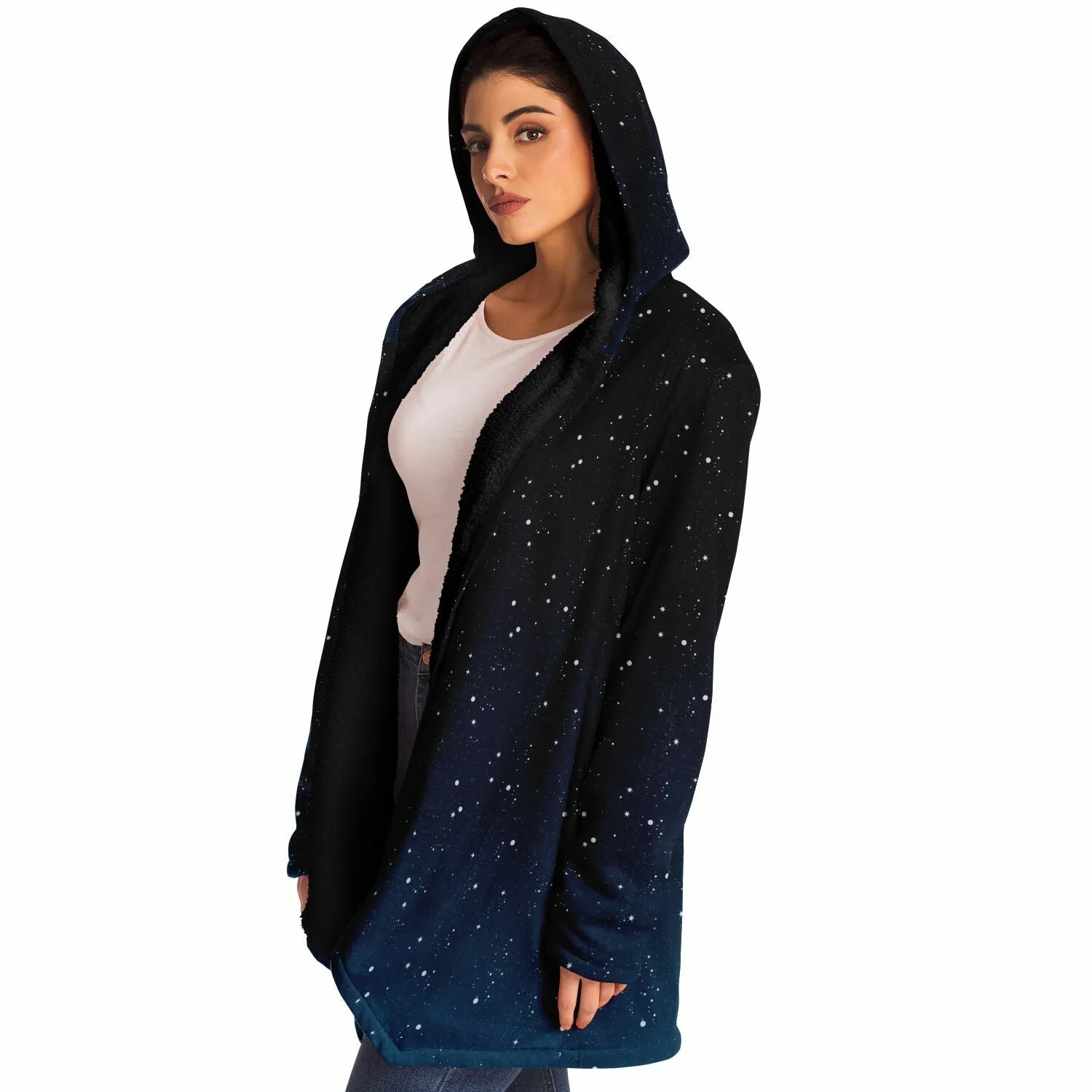 Black Microfleece Cloak - AOP
