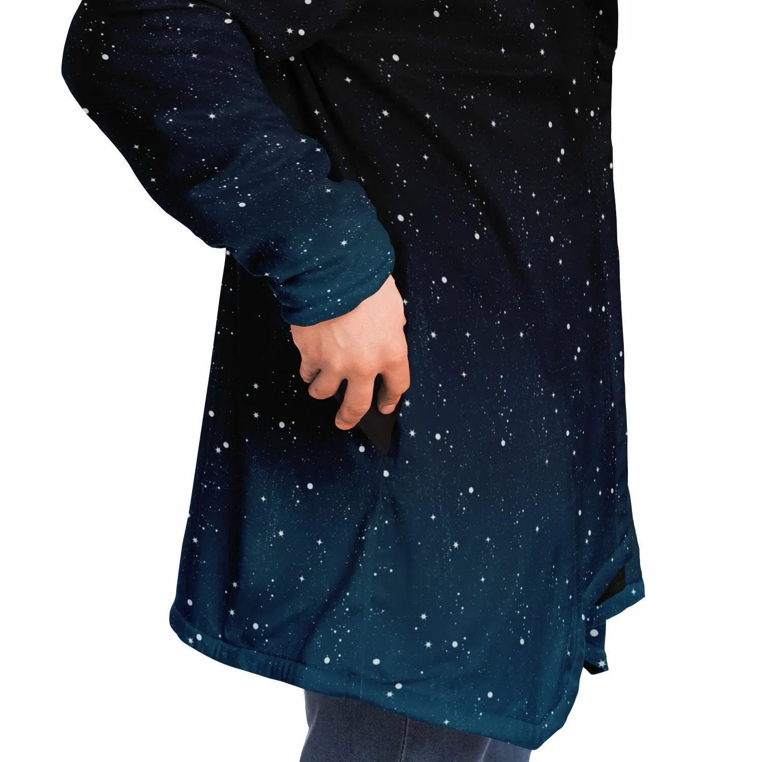 Black Microfleece Cloak - AOP