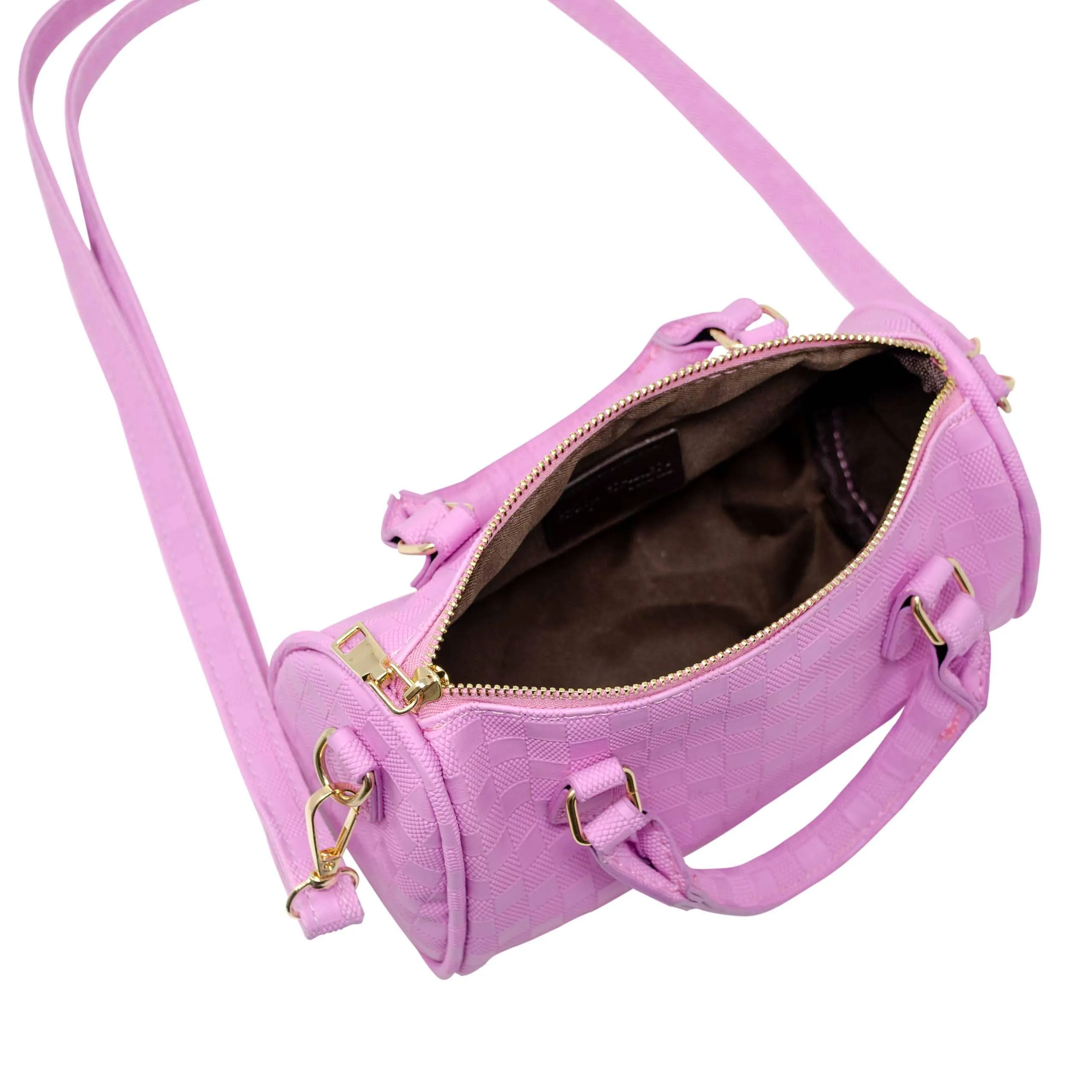 Checkered Duffle Handbag - Lavender