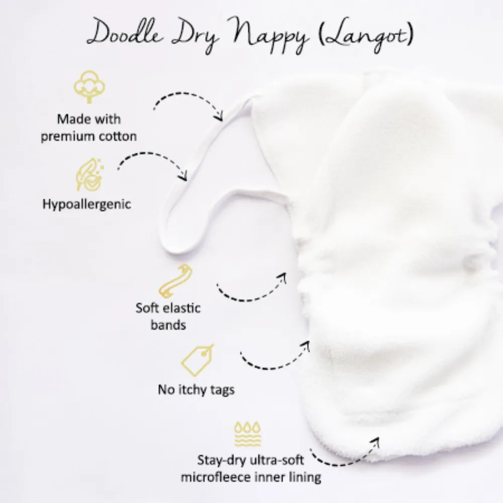 Cute Polka - Doodle Dry Nappies (Set of 2)