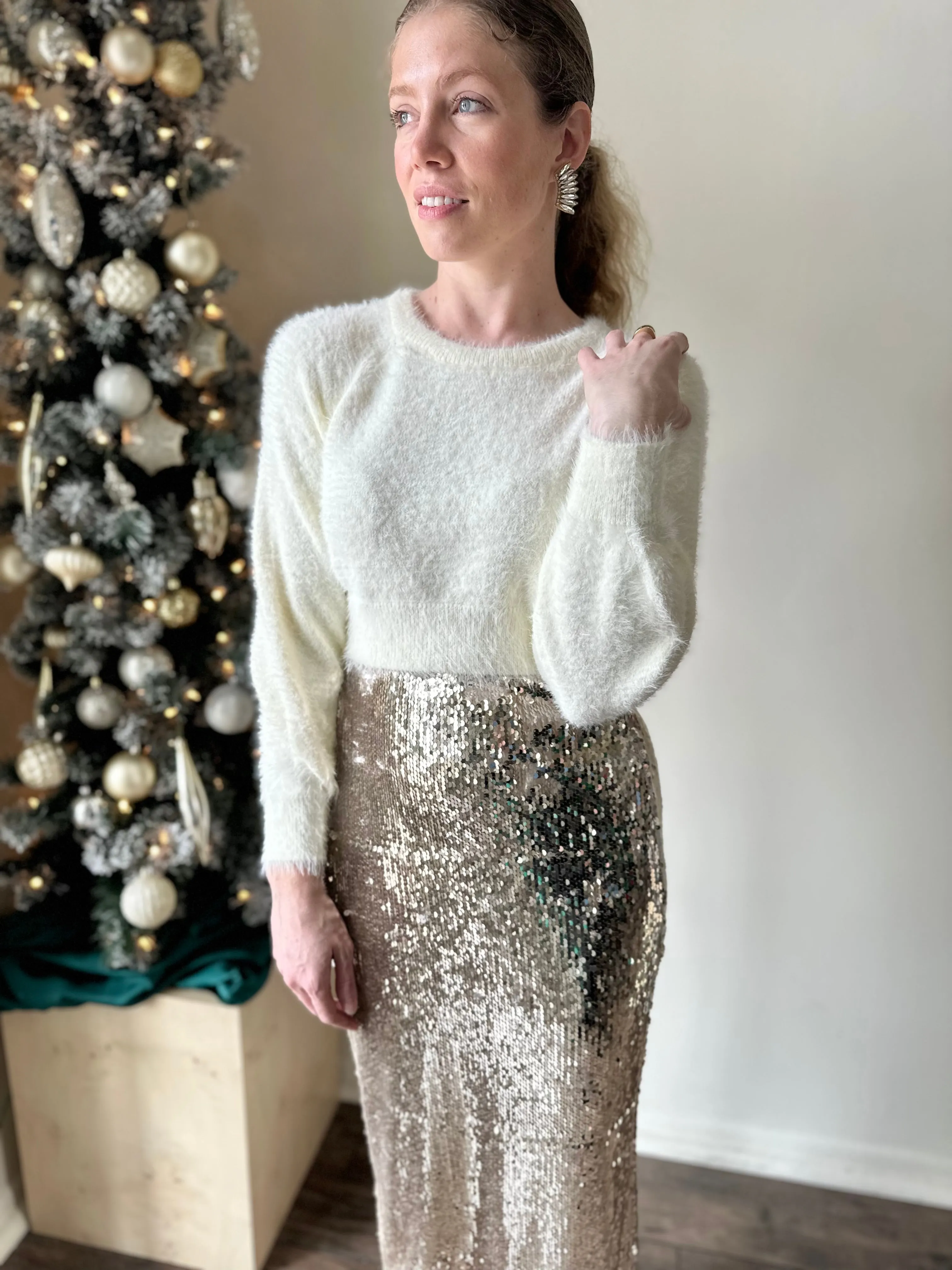Fuzzy Crop Sweater
