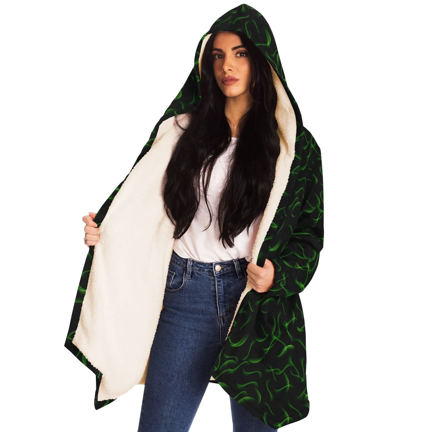 Green Waves Microfleece Cloak - Black or White Lining