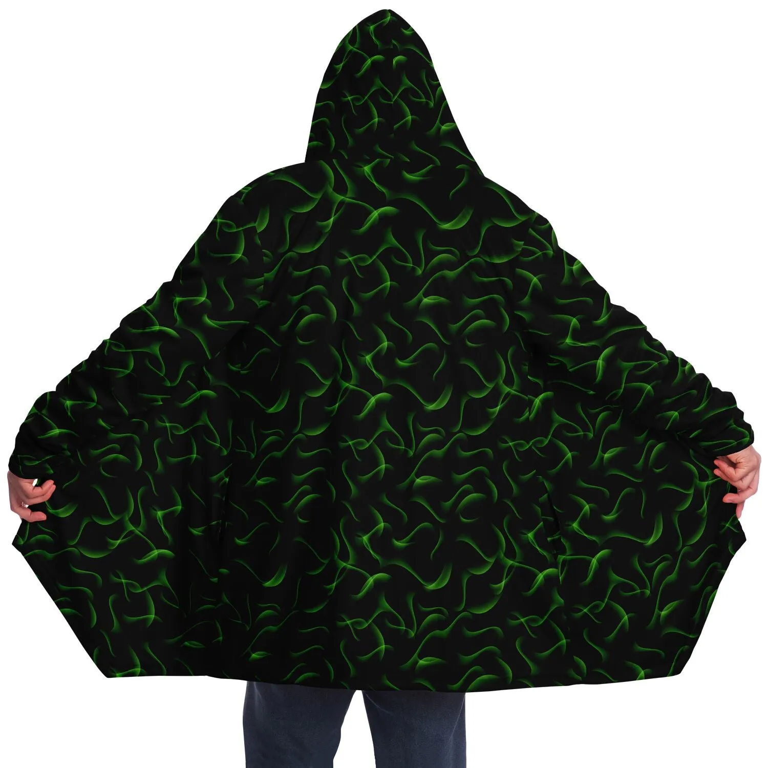 Green Waves Microfleece Cloak - Black or White Lining