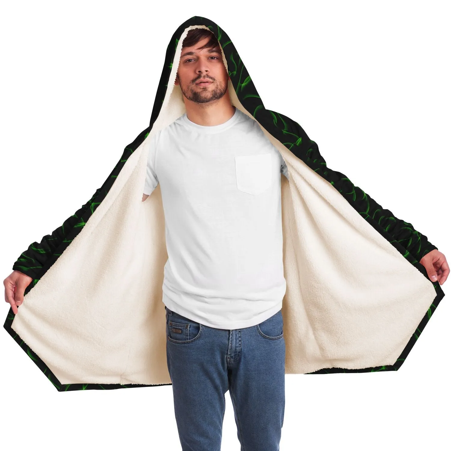 Green Waves Microfleece Cloak - Black or White Lining