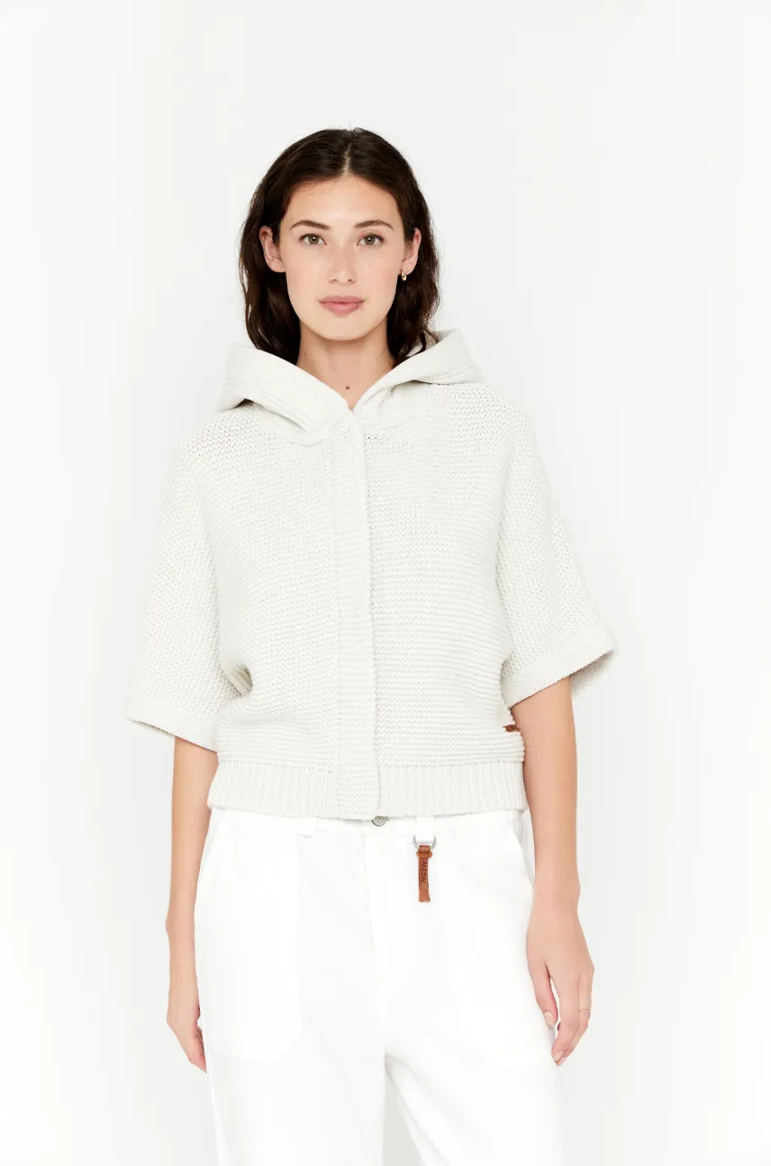 Hooded Short Sleeve Jacket - Ivory
