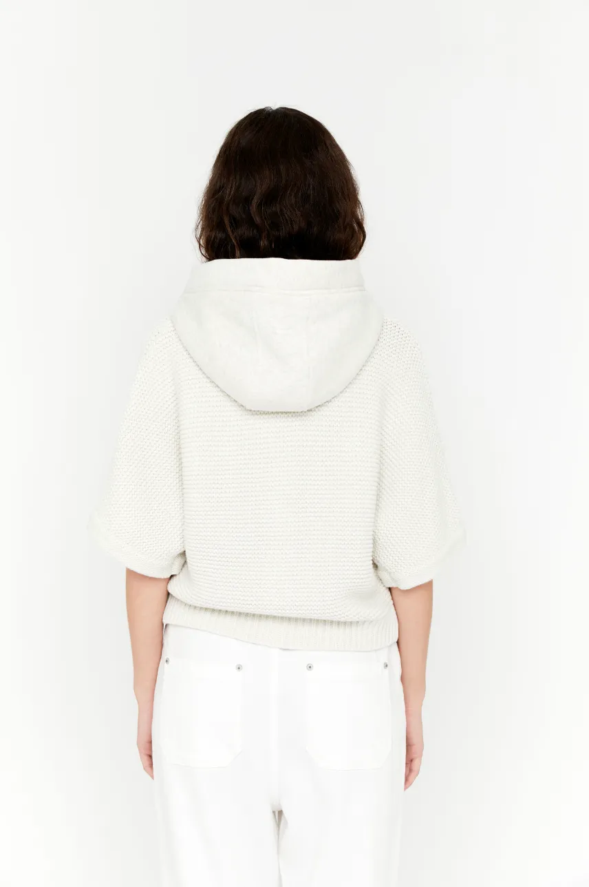 Hooded Short Sleeve Jacket - Ivory