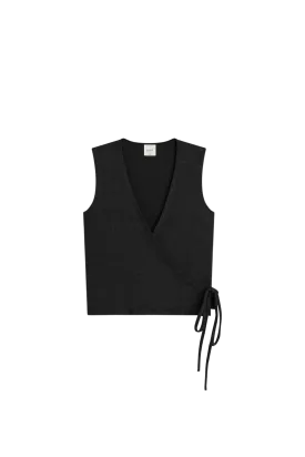 Lauren Sleeveless Wrap Top in Black