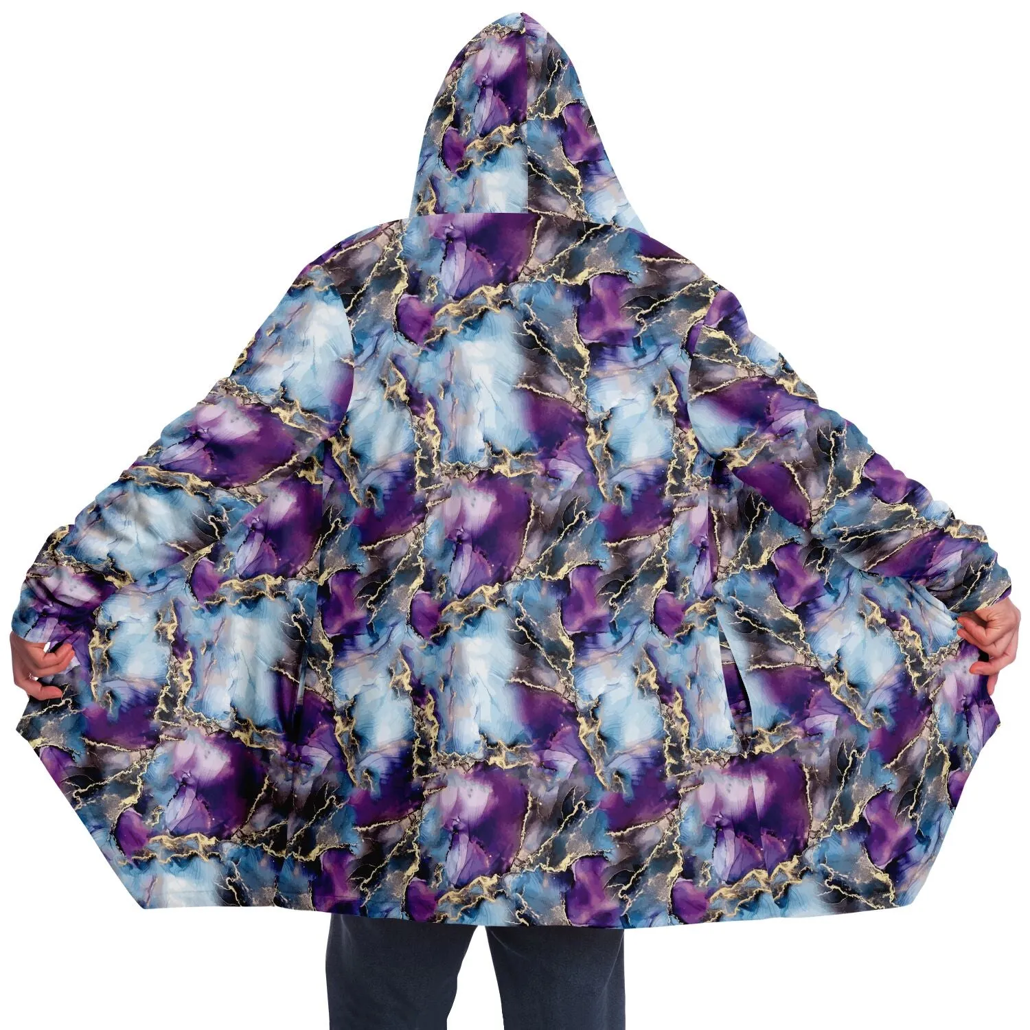 Lavender and Gold Marble Microfleece Cloak - Black or White Lining