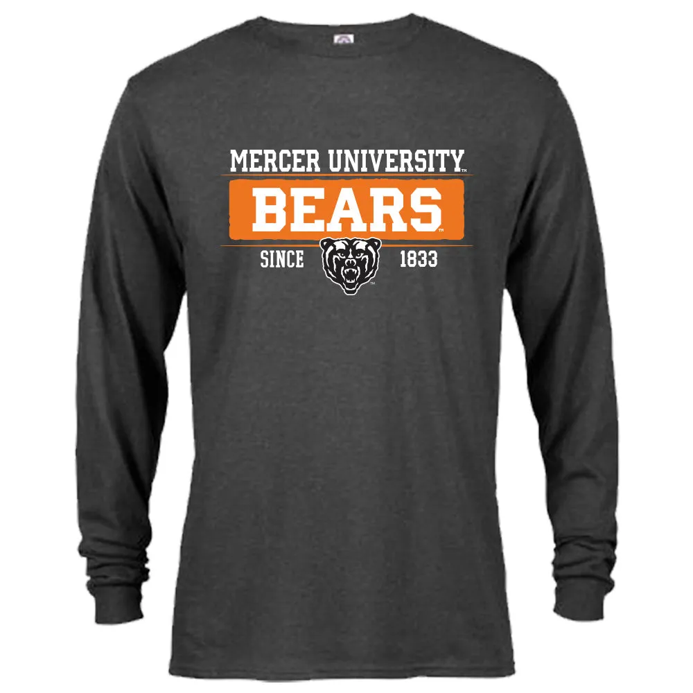 Mercer University Bears MU Since 1833 Bar Mascot Logo Long Sleeve T-Shirt Tee