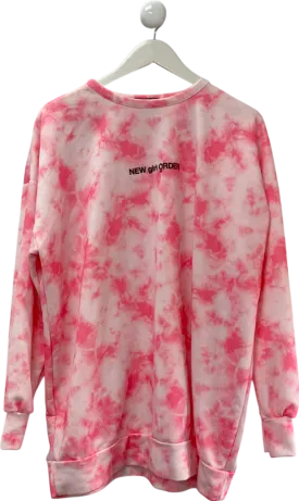 New Girl Order Pink Logo Sweater Dress In Tie Dye UK 16