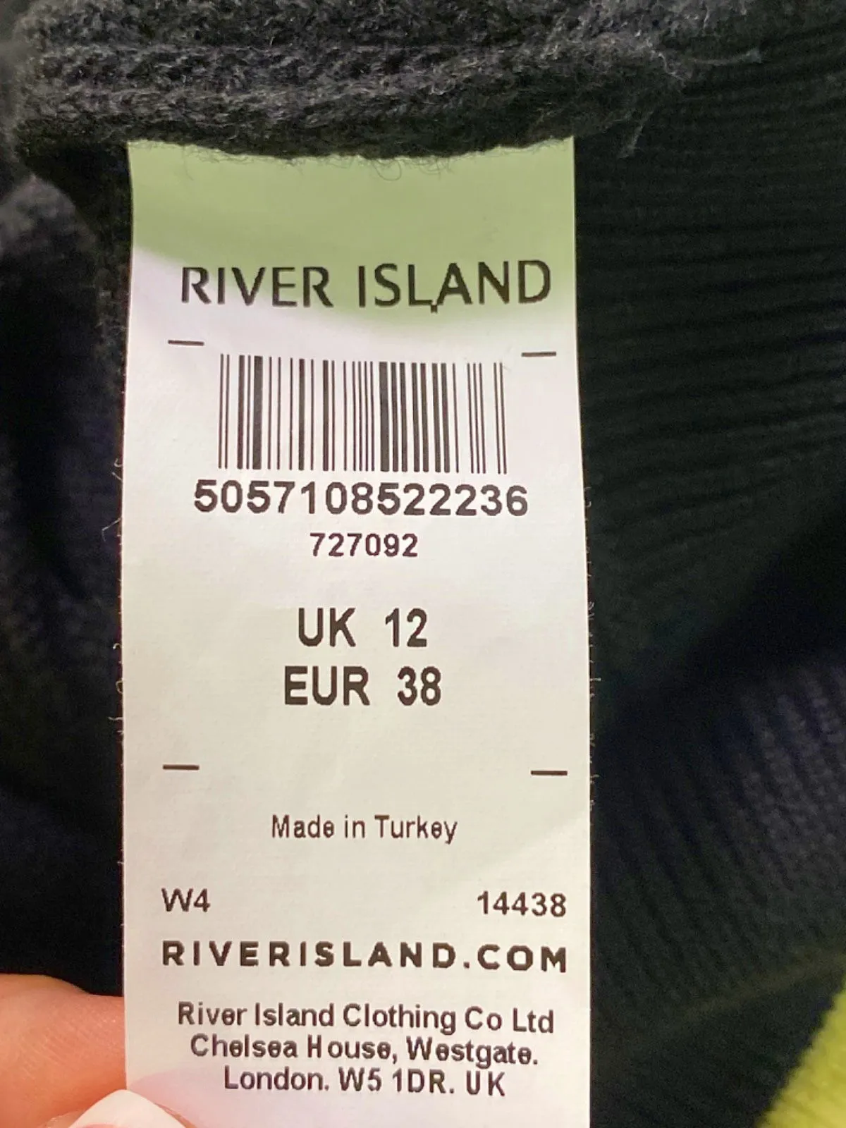 River Island Black Ribbed Jumper UK 12