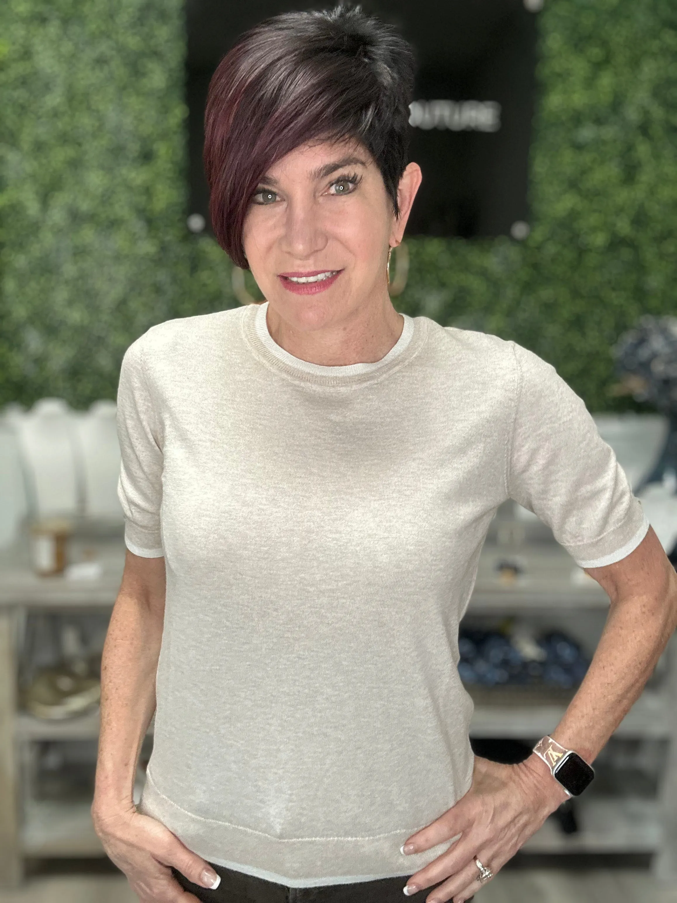 Supima Cotton Cashmere Short Sleeve Crew Neck Top